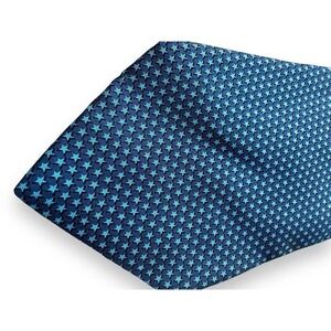 Tommy Hilfiger Tie 100% Silk Blue All Over Star Print Woven Made In USA 58” Long